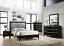 Chelsie Bedroom Set in Gray Fabric & Black Finish