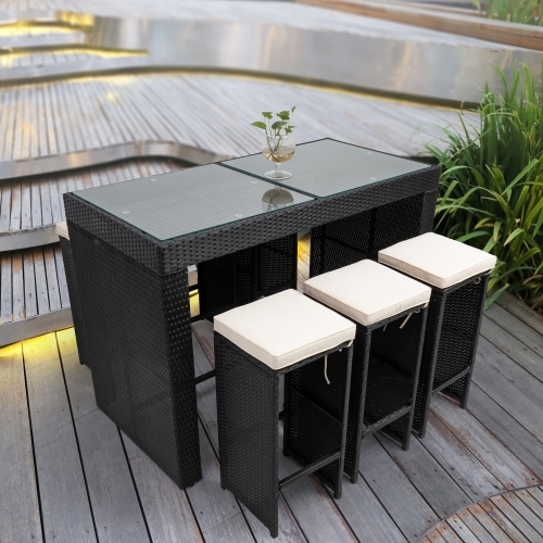 Outdoor wicker bar discount set