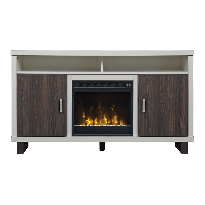 18" Maya White TV Entertainment Media Stand w/ Electric Fireplace