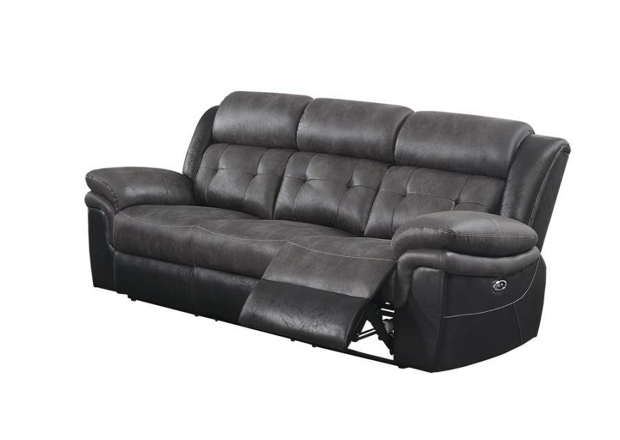 Charcoal and Black Power Sofa