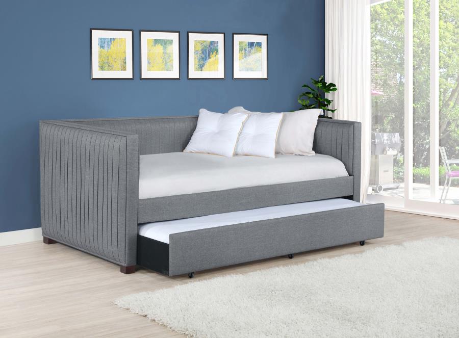 Brodie Upholstered Daybed with Trundle Grey