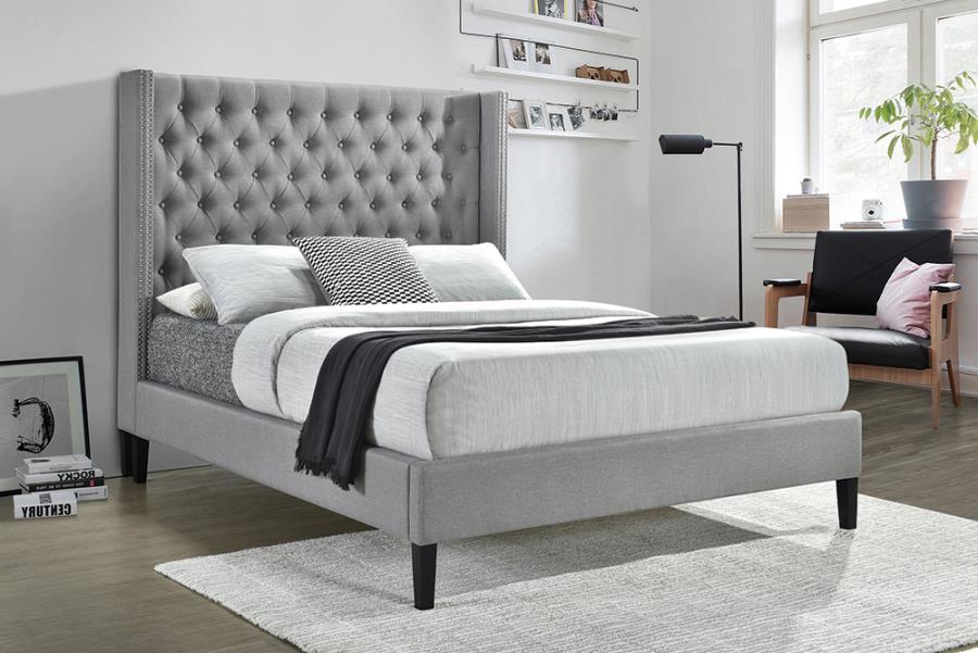 Light Grey Upholstered Bed