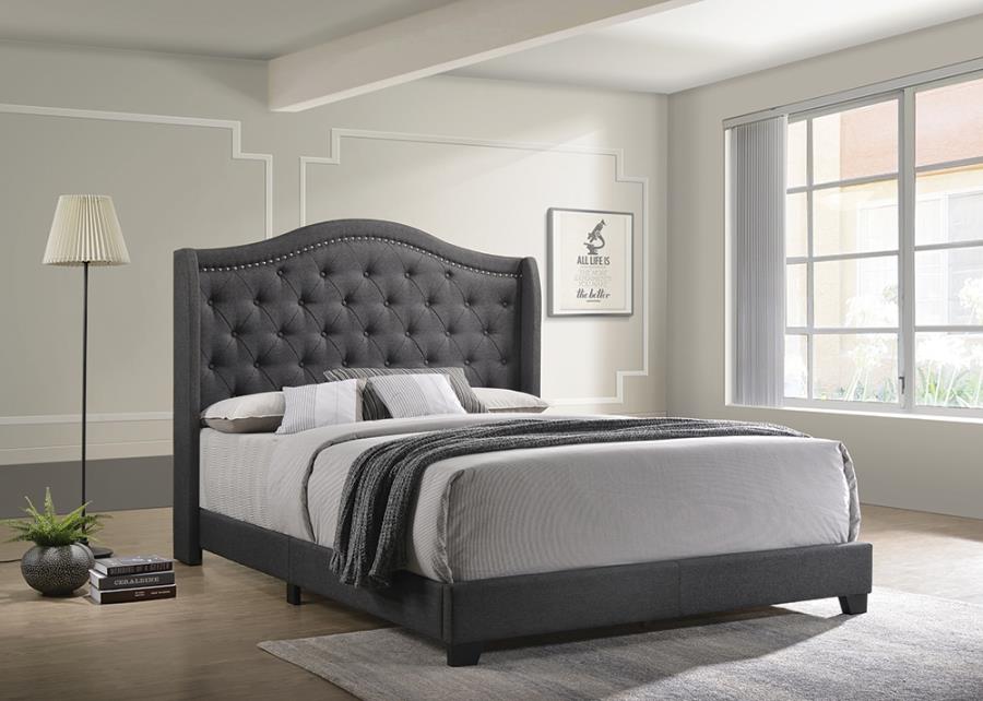 Grey Upholstered Bed