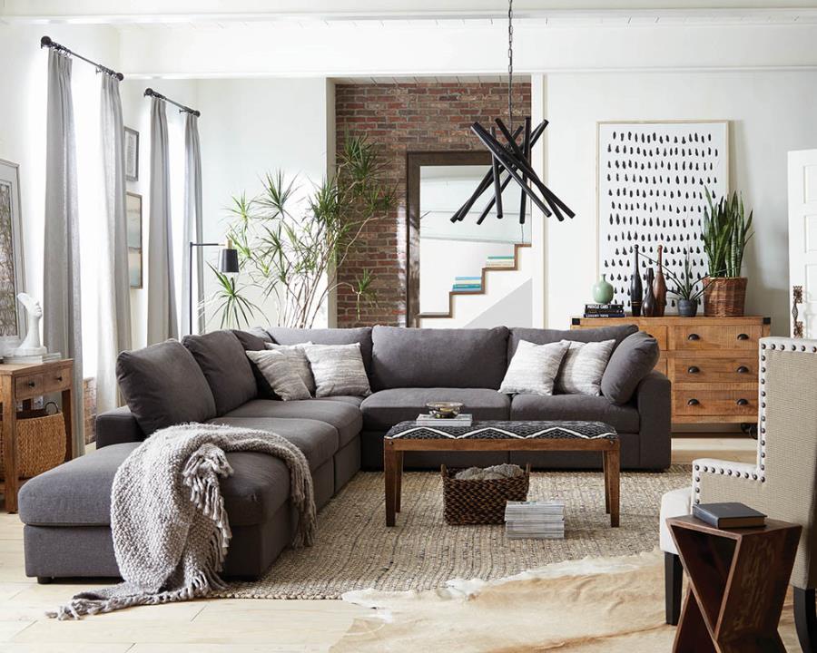 Charcoal Complete Sectional Sofa Set