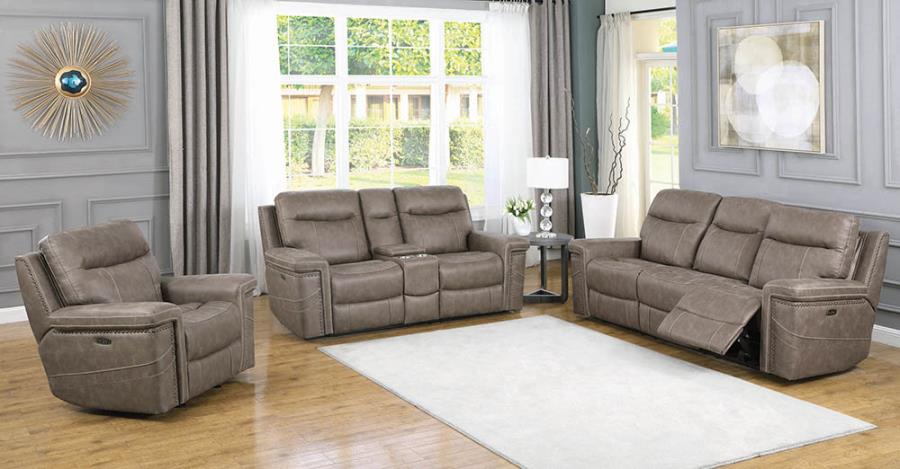Taupe Complete Power Motion Reclining Sofa Set