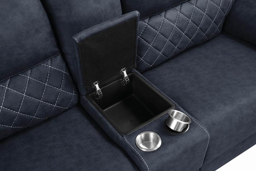 Console w/ Soft-Closing Storage and Stainless steel Removable Cup Holders