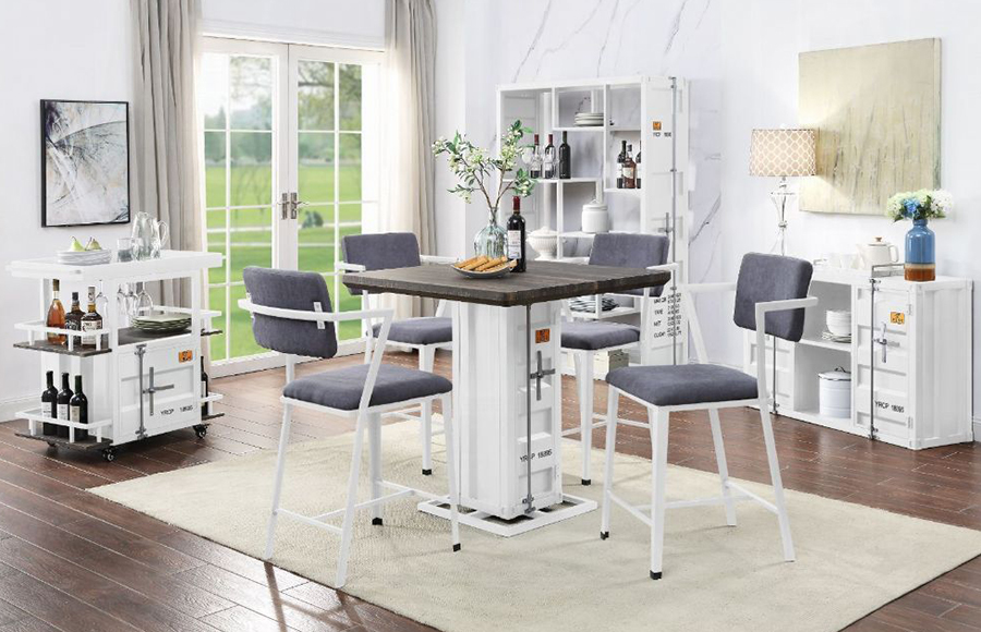 White Complete Counter Height Table Set