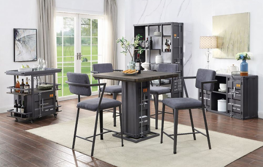 Gunmetal Complete Counter Height Table Set