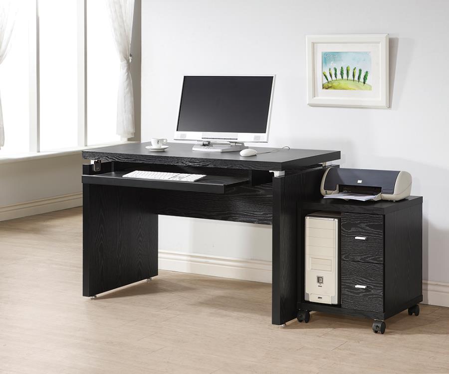 Black Oak 2 Drawer CPU Stand w/ Computer Desk