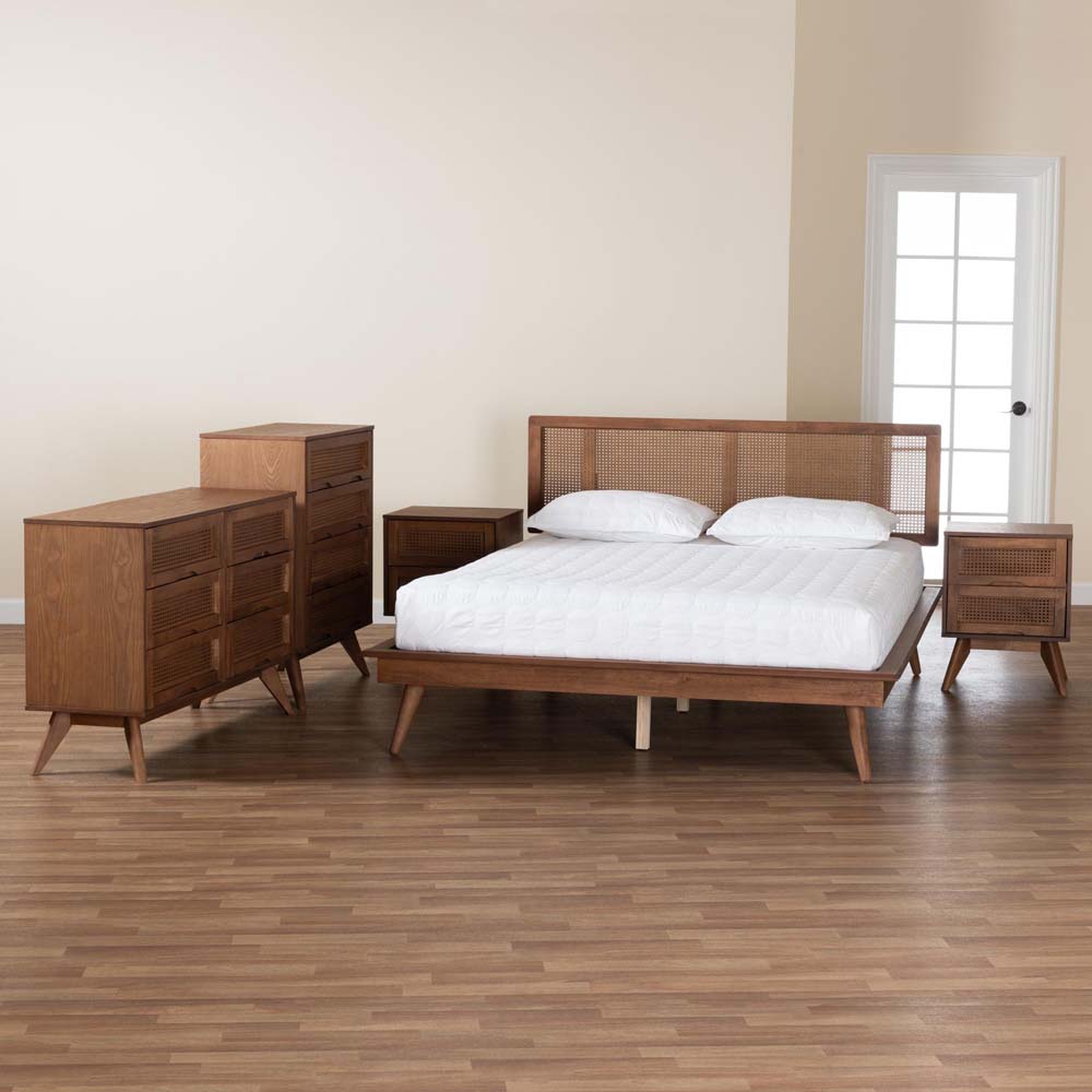 Baxton Studio Nura Mid century Modern 5 piece Bedroom Set