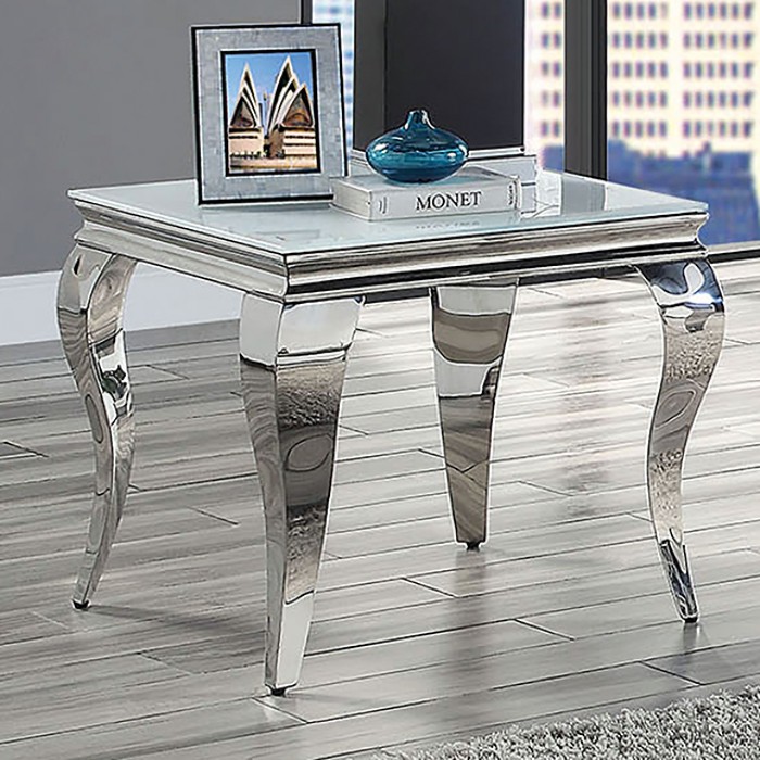 White/Silver End Table