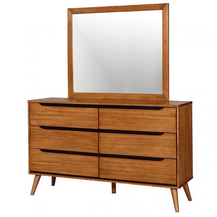 Oak Dresser with Rectangular Mirror