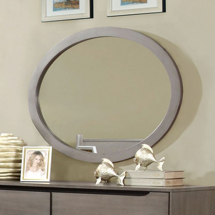 Gray Oval Mirror