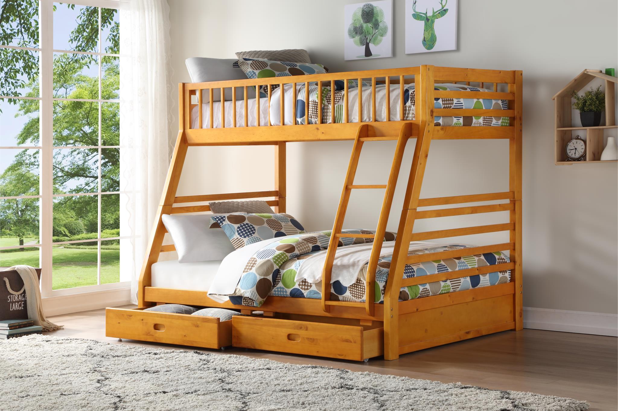 Honey Oak Twin/Full Bunk Bed