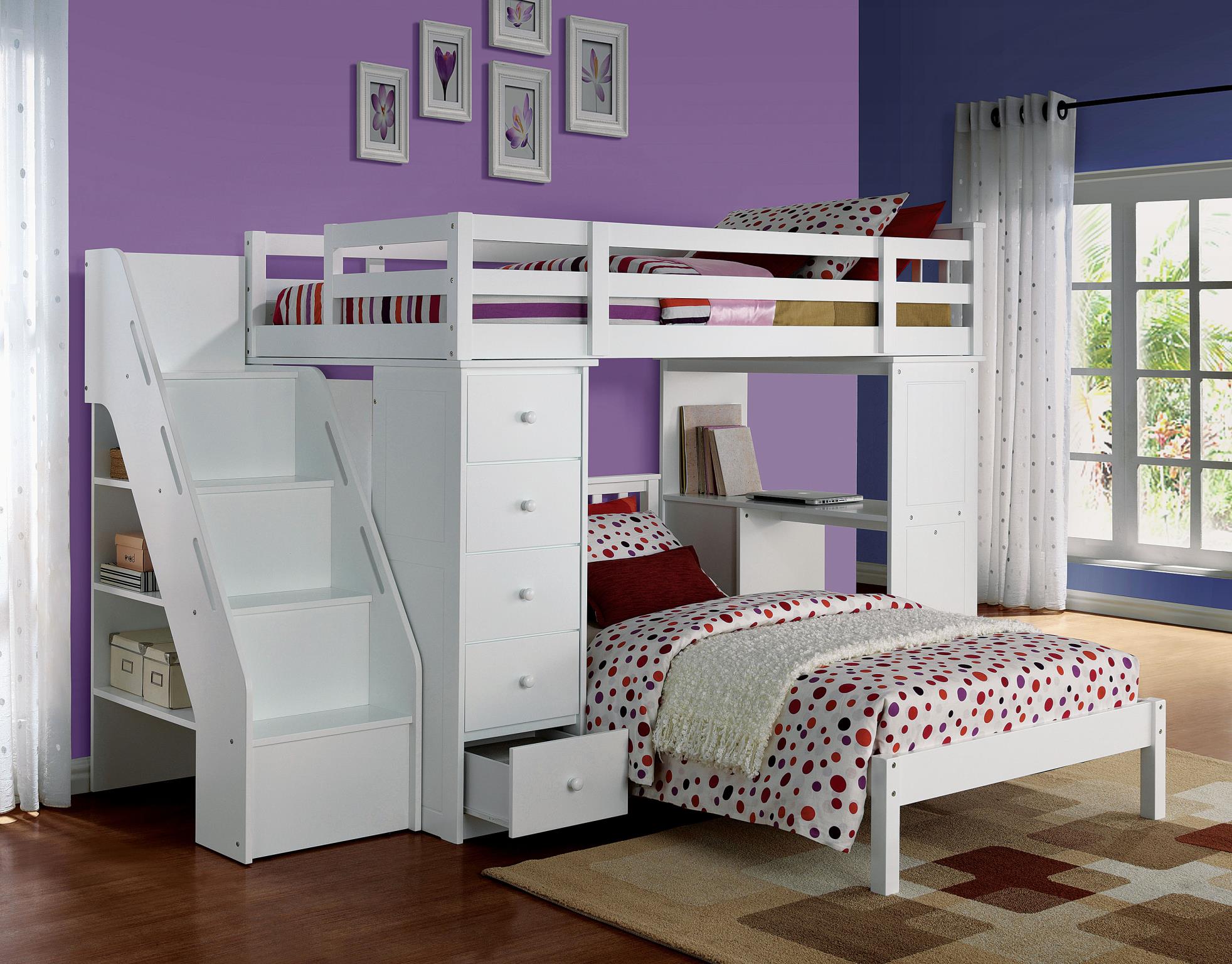 Complete Loft Bed Set Bookcase Ladder Side