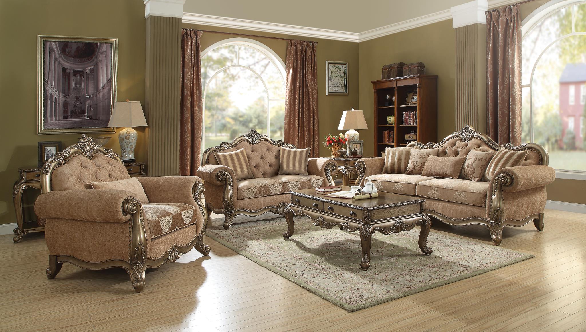 Vintage Oak Complete Sofa Set