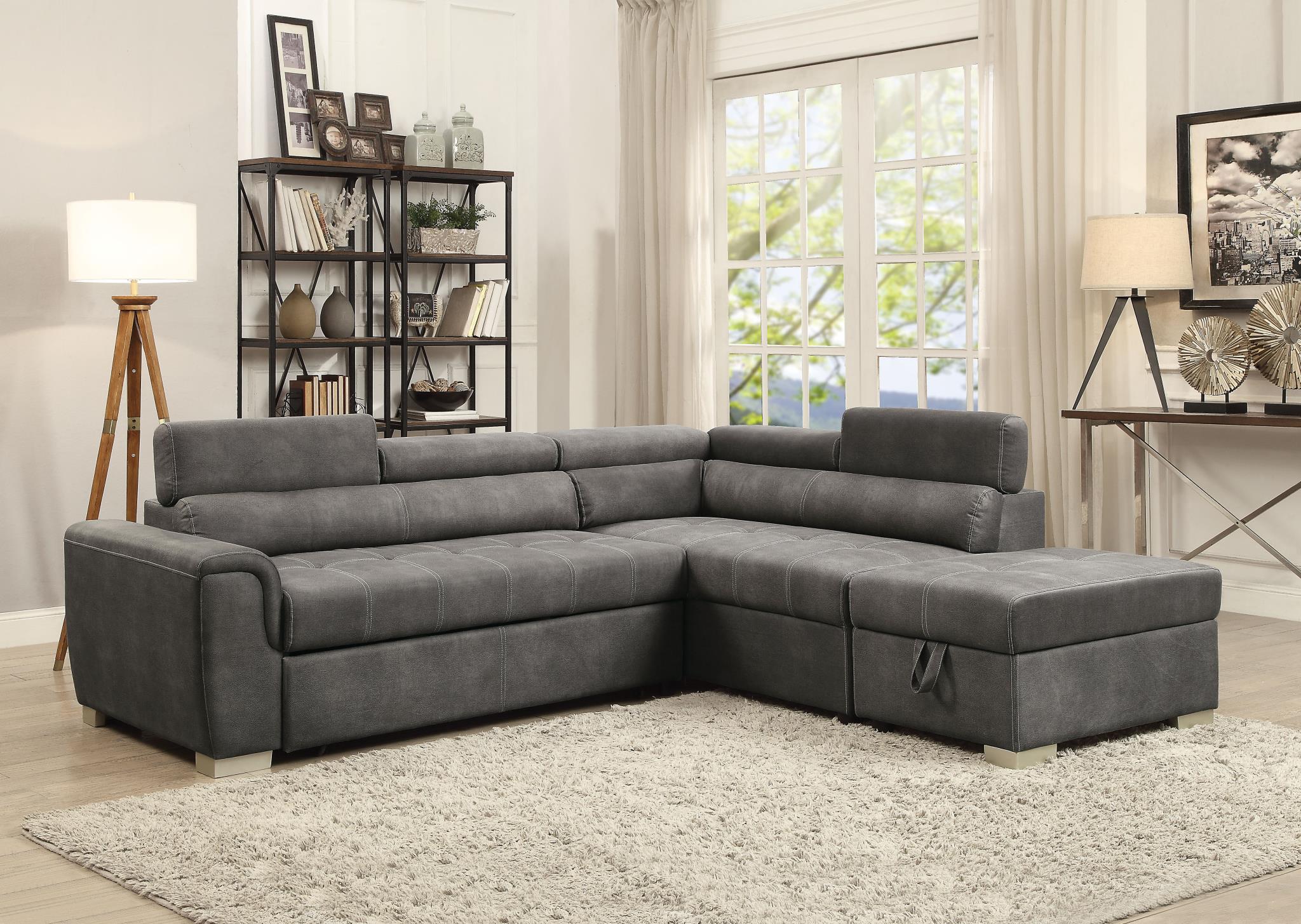 Thelma Upholstered Transitional Sectional Sleeper Sofa ...