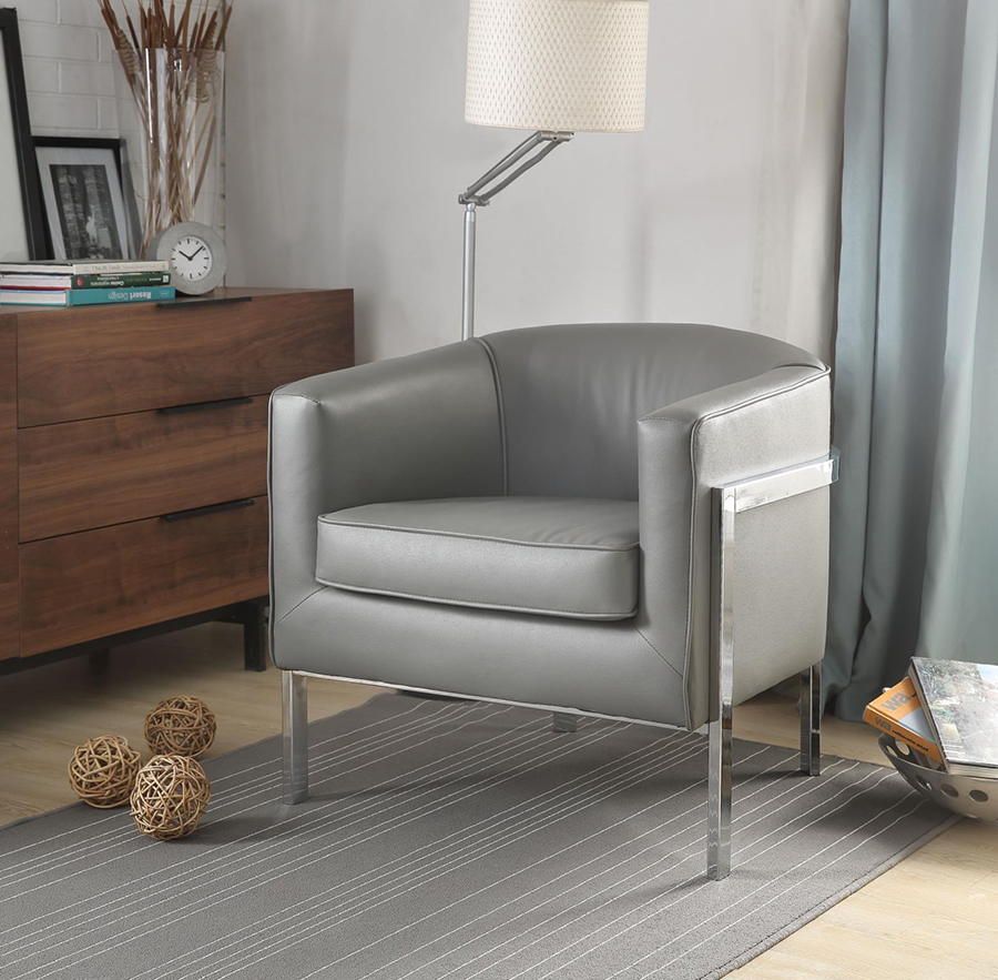 Grey accent chair 2025 with chrome legs