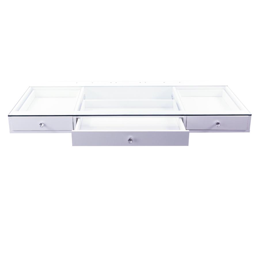 Bright White Table Top Middle Drawer Open