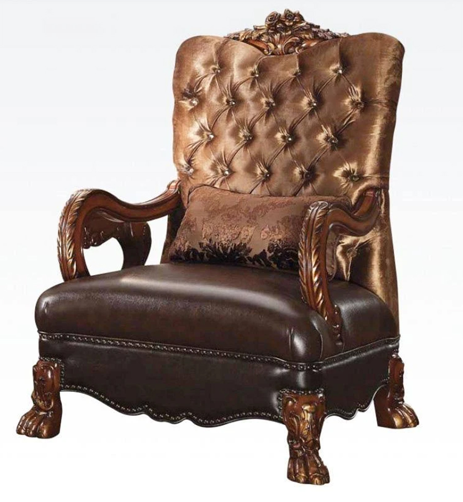 Golden Brown Velvet Chair w/ 1 Pillow