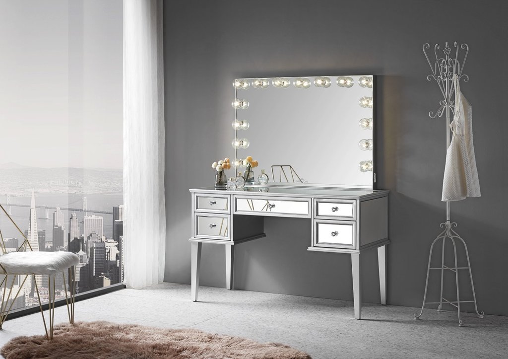 Mirrored Vanity Table w/ Mirror Room View Mirrored Vanity Table w/ Mirror Room View