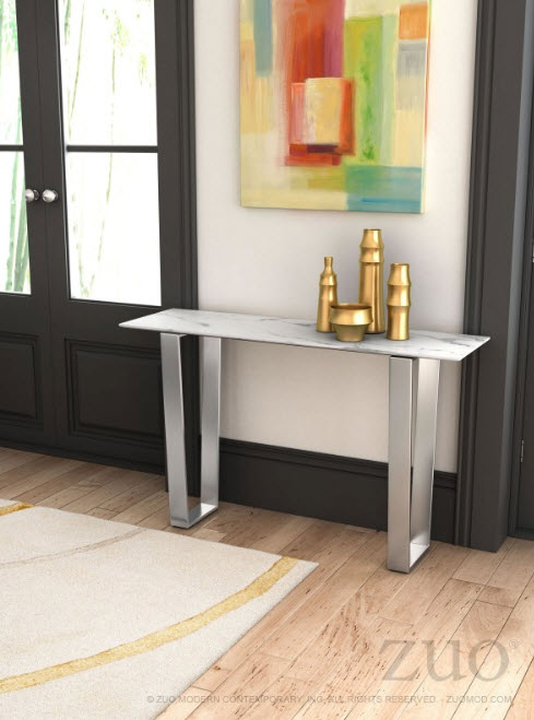 Brushed Stainless Steel Console Table