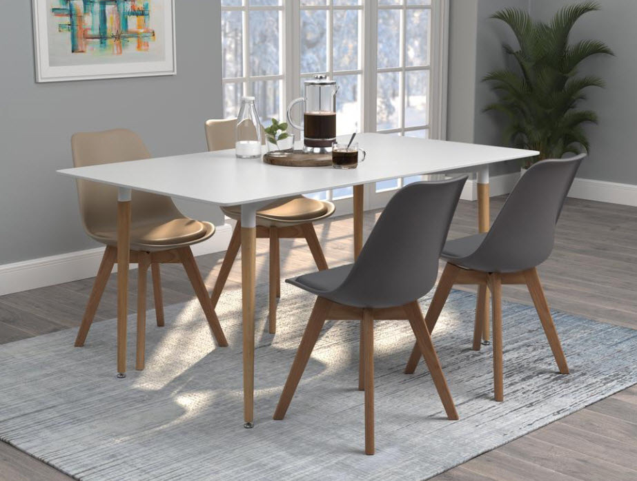 Table W/Two Grey Chairs & 2 Beige Chairs