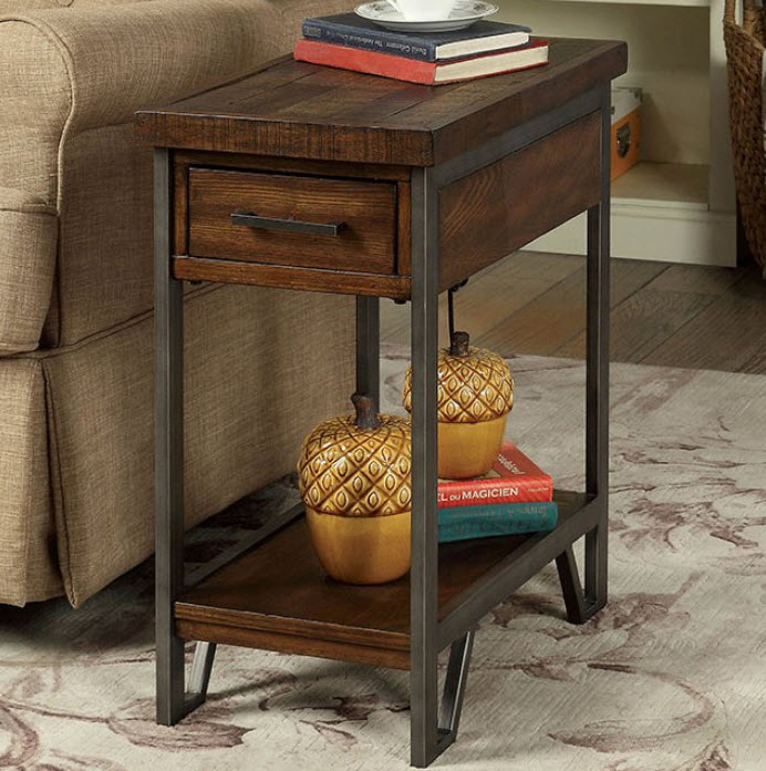 Brick Attic Rustic End Table With Usb Port