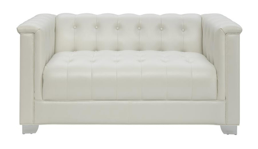 Pearl White Loveseat Front
