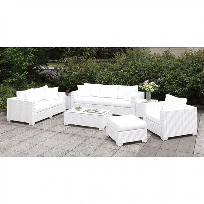 Complete 3 Piece Patio Sofa Set w/ Ottoman, Bench, and End Tables