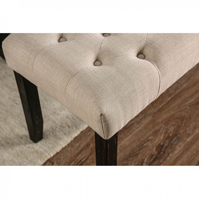 Ivory Bench Button Tufted Details