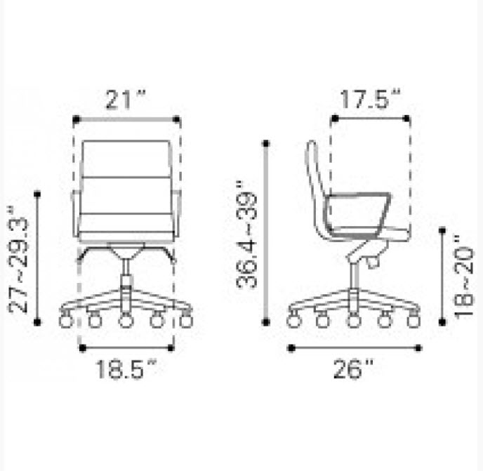 Engineer Low Back Adjustable Height Office Chair