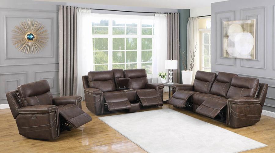 Brown Complete Power Motion Reclining Sofa Set