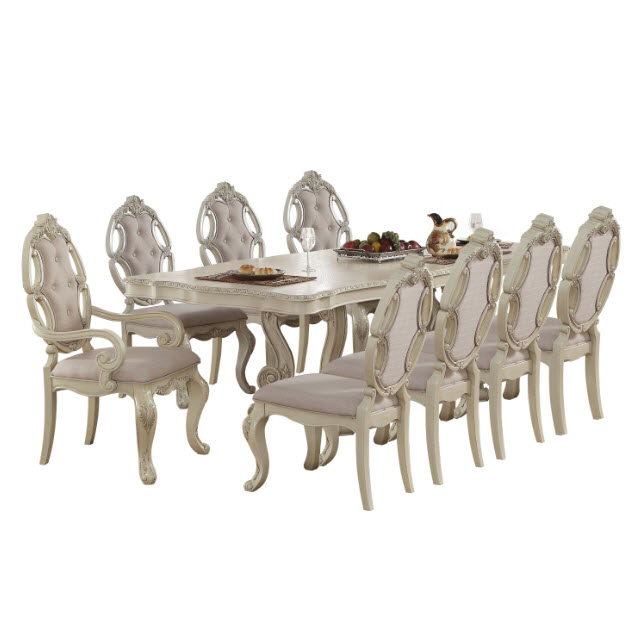 Antique White Table & 8 Chairs
