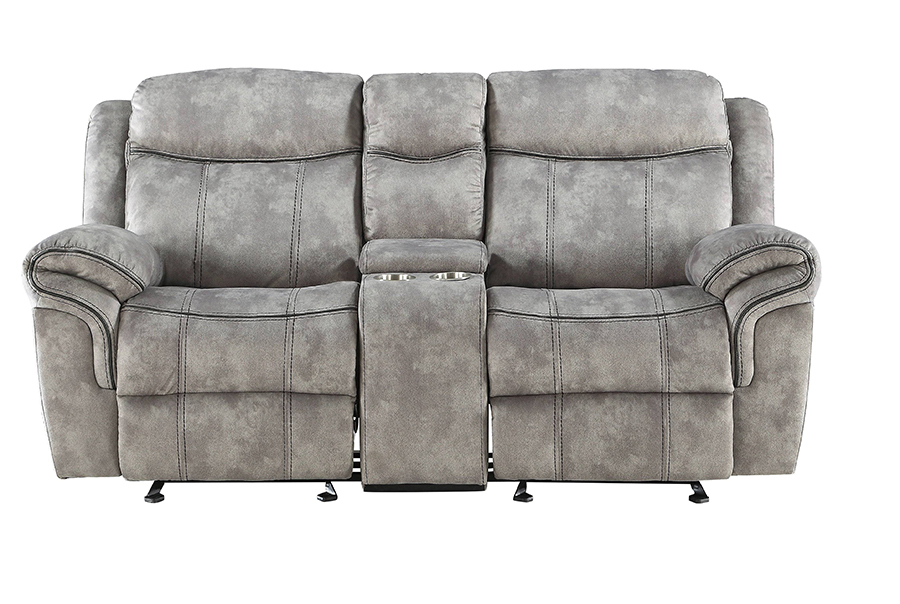 Two Tone Gray Reclining Loveseat Front