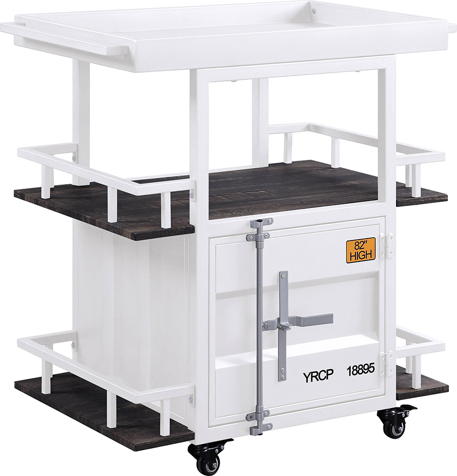 White Serving Cart Angle