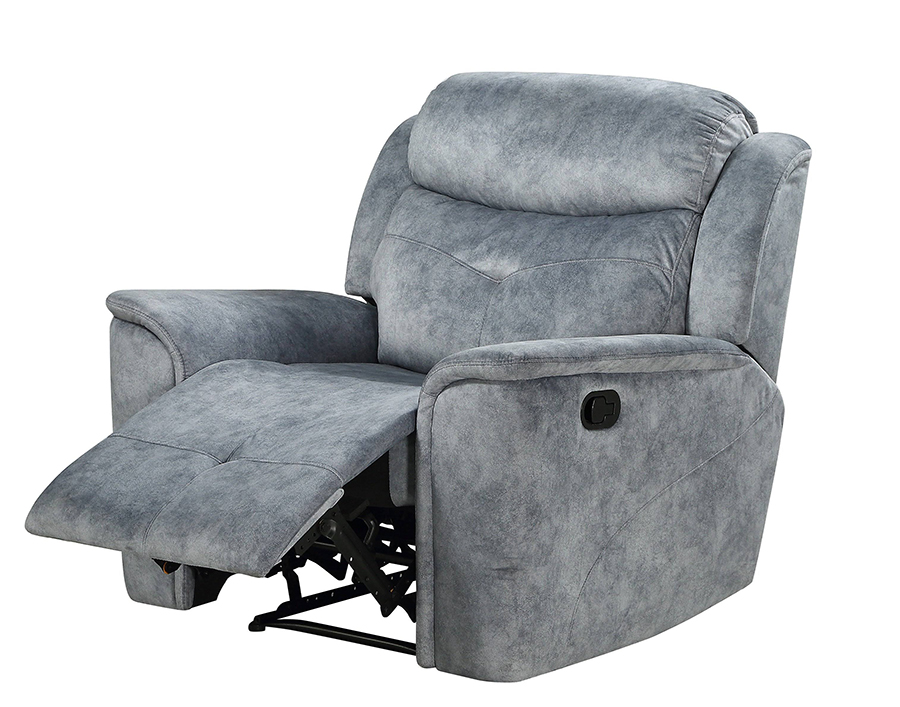 Silver Gray Fabric Recliner Angle