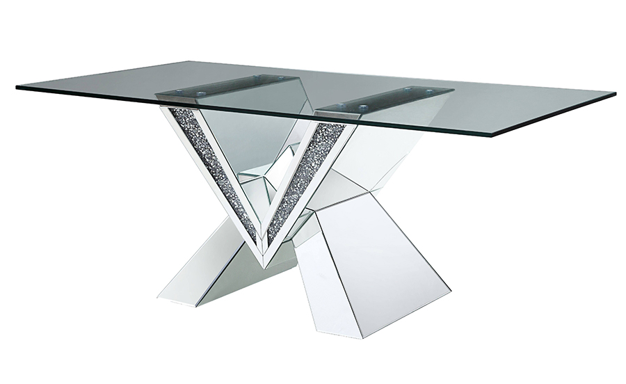 Noralie Clear Glass Mirrored Dining Table