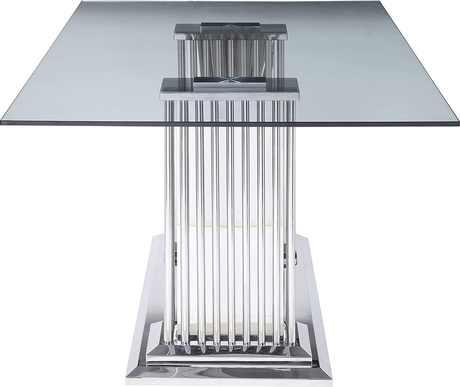 Cyrene Clear Tempered Glass Pedestal Dining Table