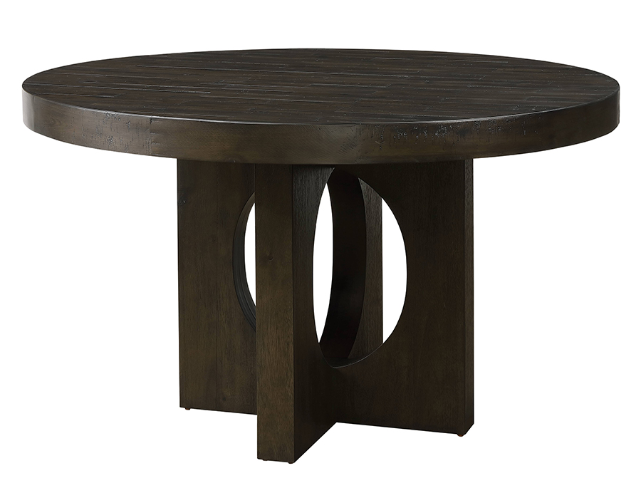 Haddie Distressed Walnut Round Dining Table