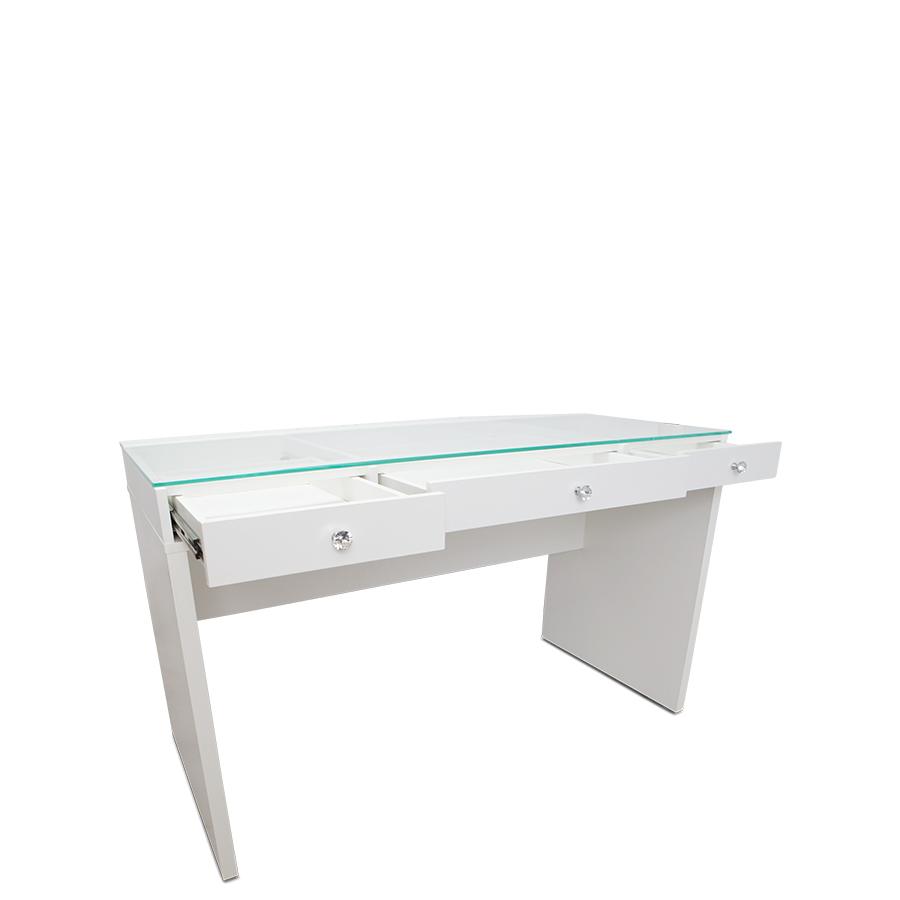 White Plus 2.0 Vanity Table w/ Drawers Opened