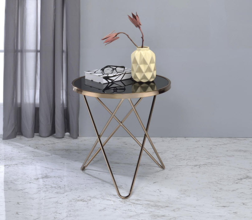 Champagne & Black End Table