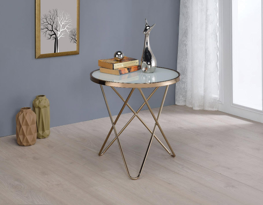 Champagne & White End Table
