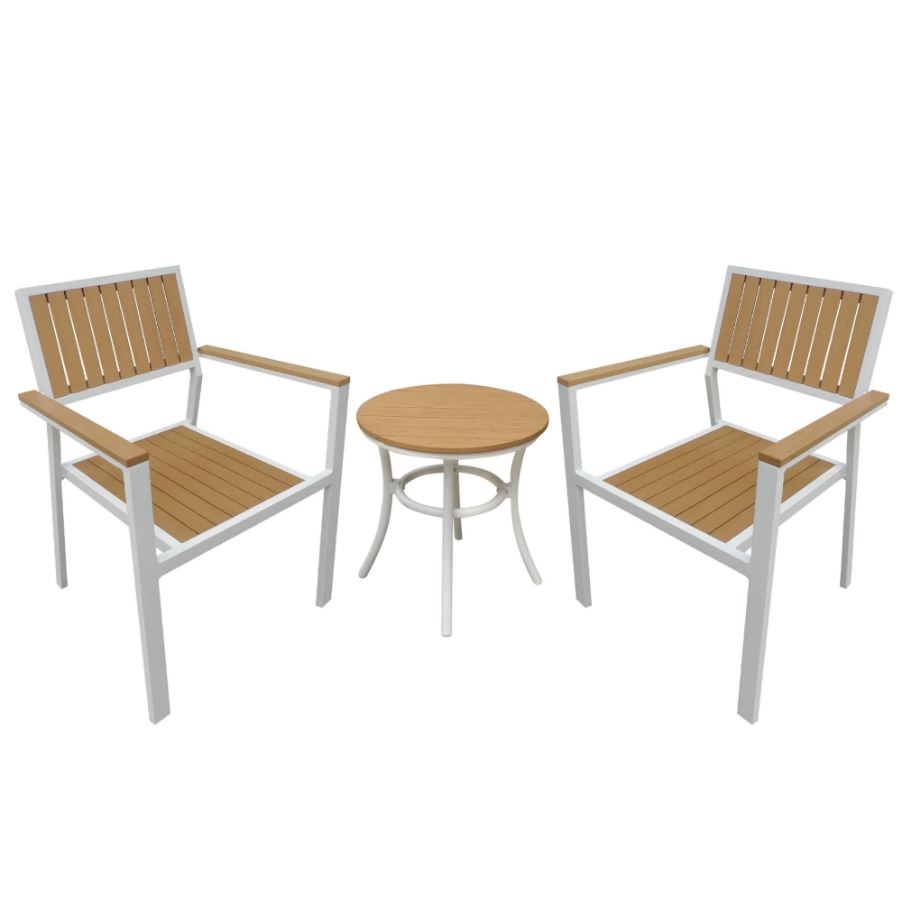 EzCare TekWood™ 3Piece Steel Patio Set