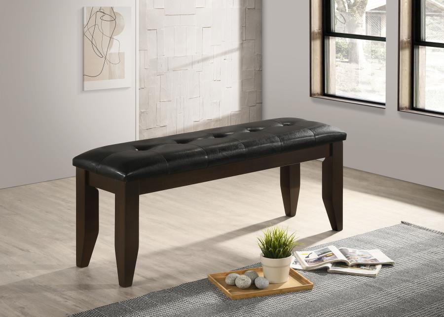 Page Contemporary Dining Bench with Tufted Upholstered Seat