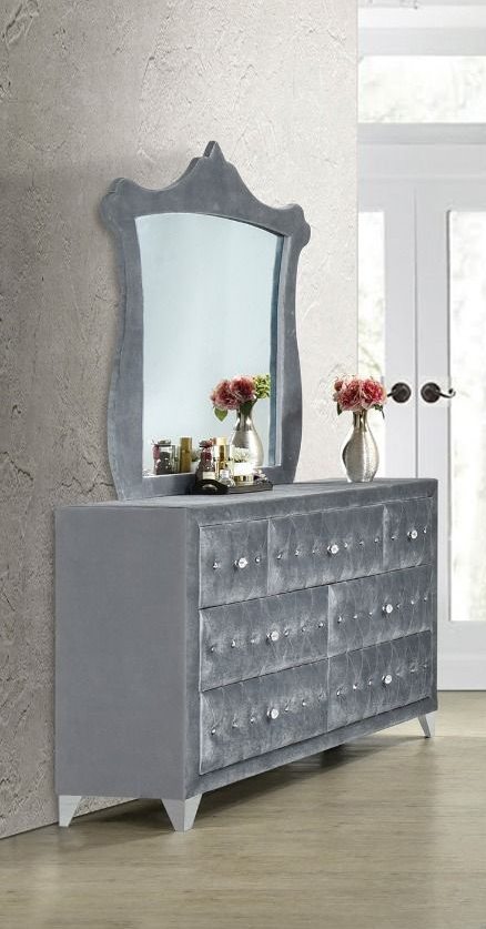 Gray on sale velvet dresser