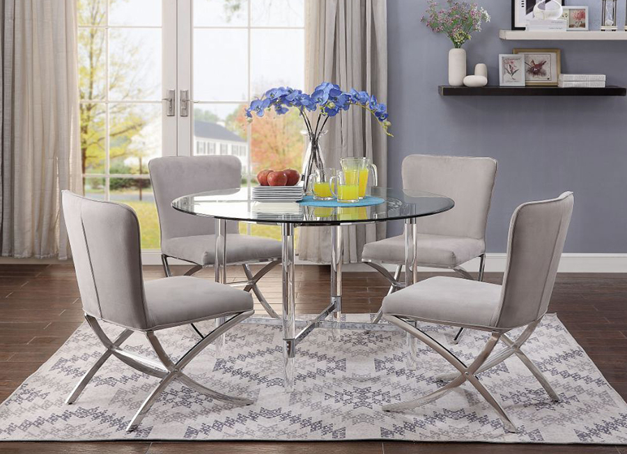 Daire Clear Glass Top Dining Table