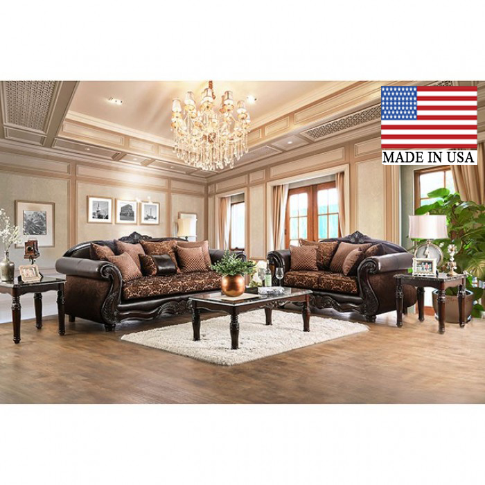 Furniture of America Ellis Brown Burgundy Loveseat