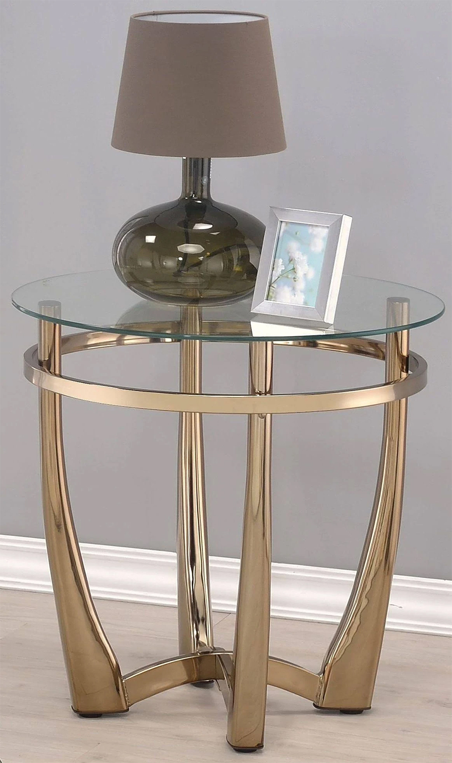 Orlando II Champagne Clear Glass End Table