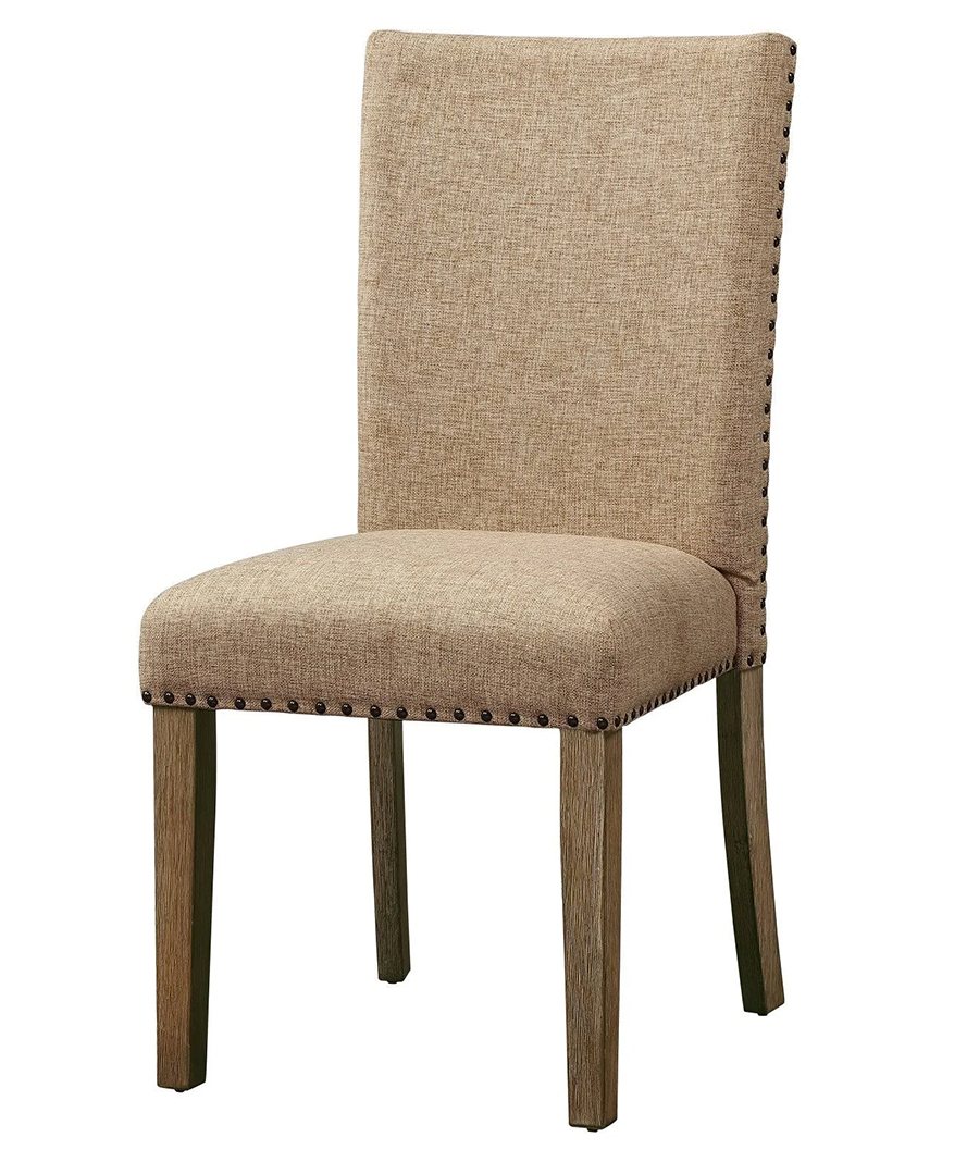 Nathaniel Maple Wood Padded Fabric Side Chair Set of 2